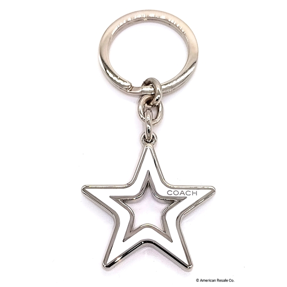 COACH Vintage White Star Enamel Signature Keychain Fob Purse Charm #7358 - Picture 3 of 5